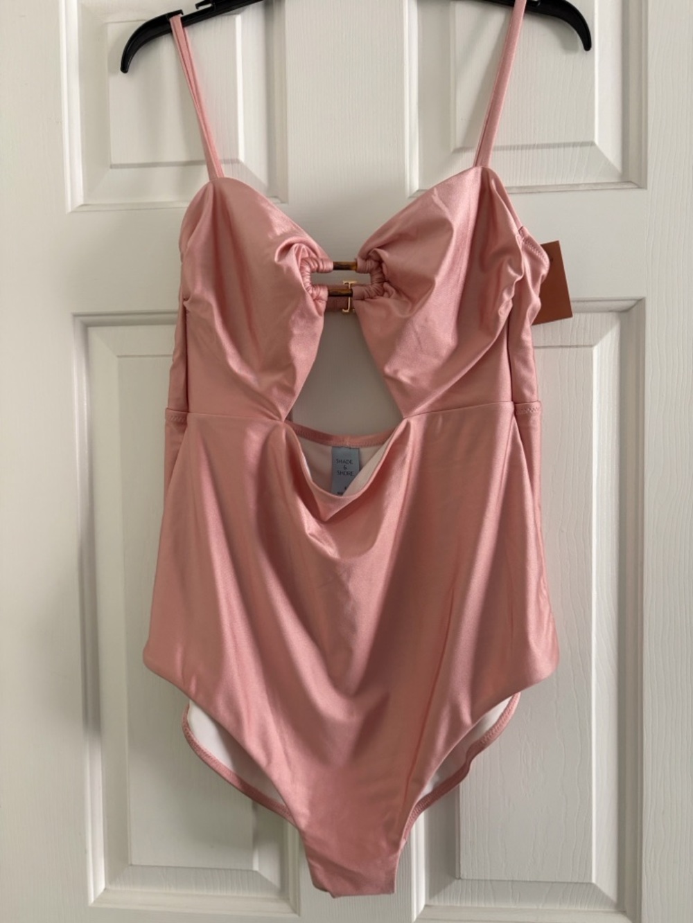 Pink One-Piece Swimsuit with Cutout Front Size XL